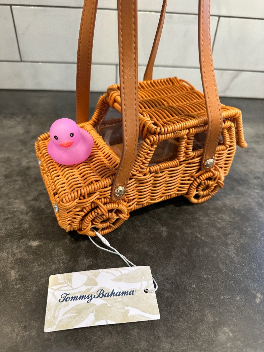 Tommy Bahama Wicker Jeep 4x4 Car Handbag Novelty Bag w/Glow In The Dark Duck!